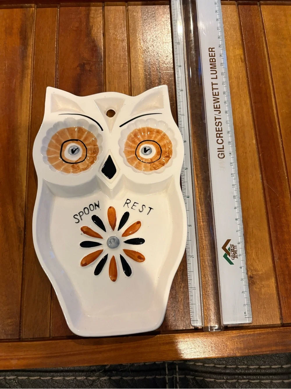 Vintage MCM Hand Painted Ceramic Owl Spoon Rest Japan